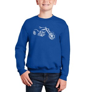 LA Pop Art Motorcycle - Boy's Word Art Crewneck Sweatshirt - 1 of 3