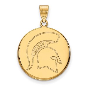 Black Bow Jewelry 10k Yellow Gold Michigan State Spartans NCAA Large Pendant - 1 of 3
