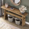 Tribesigns Solid Wood Console Table for Entryway, 63-Inch Long Farmhouse Sofa Table Behind Couch, for Foyer, Hallway, Living Room,Brown - 4 of 4