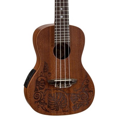 Luna Guitars MO EL Concert Acoustic-Electric Ukulele Lizard Design