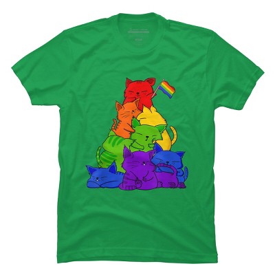 Adult Design By Humans Cat Pile Rainbow Pride Flag By ACEGlobal T-Shirt
