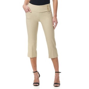 Rekucci Women’s Pull-On Comfort Capri Pants with Back Lacing Detail & Pockets – Mid-Rise Stretch Capris - 1 of 4