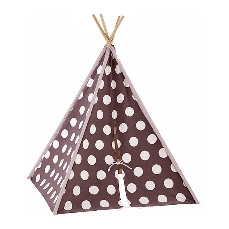 Modern Home Children's Canvas Play Tent Set with Travel Case - Brown/White Polka Dot, 1 of 3