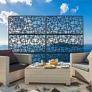 CAVINAS Patio Decorative Screen Freestanding Metal Privacy Panels with Mesh Pattern for Outside and Garden Decor - 1 of 4