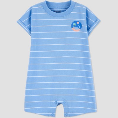 Image of Carter's Just One You® Baby Boys' Striped Tropics Romper - Blue Newborn