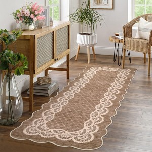 Washable Modern Scalloped Rug Non Slip Low Pile Rug Soft Contemporary Floor Cover Foldable Indoor Carpet for Living Room Bedroom Playroom Nursery - 1 of 4