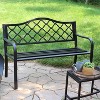 Sunnydaze 2-Person Lattice Design Black Cast Iron Outdoor Garden Bench - 4 of 4