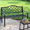 Sunnydaze 2-person Lattice Design Black Cast Iron Outdoor Garden Bench ...