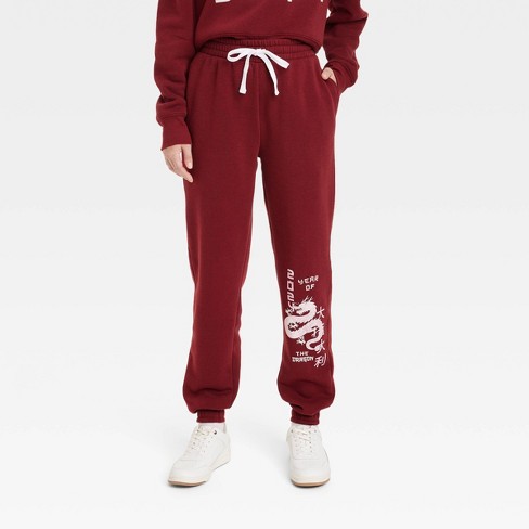 Women's Lunar New Year - Year Of The Dragon Graphic Jogger Pants - Red :  Target