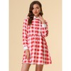 INSPIRE CHIC Women's Plaid Long Sleeve Button Contrast Point Collar Shirt Dress - 3 of 4