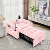 TiramisuBest 3-in-1 Pull-Out Sleeper Chair Bed, Space-Saving Velvet Convertible Sofa with Storage Pockets,Pink - 3 of 4