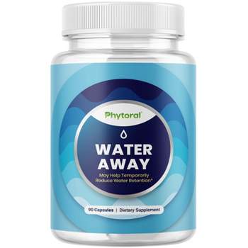 Water Away Capsules, Premium Water Loss Pills Diuretic Pure Dietary Supplement, Phytoral, 90ct