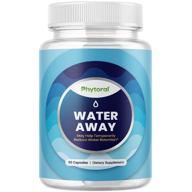Water Away Capsules, Premium Water Loss Pills Diuretic Pure Dietary Supplement, Phytoral, 90ct, 1 of 4