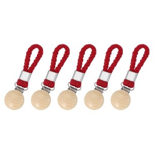 Unique Bargains Cotton Loop Wooden Clothing Towel Storage Clips 4.3" 5 Pcs - 1 of 4