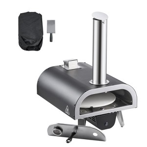 VEVOR Outdoor Pizza Oven, 12 in Wood Fired Pizza Ovens, Pellet Pizza-Stove with Thermometer & Electric Rotation, Portable Pizza-Maker, Black - 1 of 4