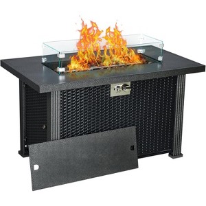 44" Gas Fire Pit, 50000BTU Rectangle Propane Fire Table with Cover & Rain Cover, CSA Certified, Black - 1 of 4