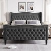 NicBex Full/King Upholstered Bed Frame with Velvet Tufted Headboard and Footboard,Wingback Headboard with Double Nail Design,Under Bed Storage - 2 of 4