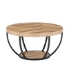 Resenkos Wooden Coffee Table, 2-Tier Round Central Cocktail Table with Shelves,Natural Brown - 3 of 4