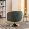 Chenille Fabric Accent Swivel Chair With Gold Metal Round Base,Green - 4 of 4