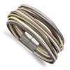Chisel Stainless Steel Polished Multi-Strand Metallic Faux Leather 7.25" Bracelet - 2 of 4
