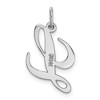 Black Bow Jewelry 14k White Gold, Ella Collection Medium Fancy Script Initial L Pendant - 3 of 4