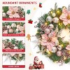 Christmas Wreaths for Front Door, 22 In Large Outdoor Xmas Wreath with Lights, Pink Holiday Wreath with Flowers Ball Ornaments for Fireplace Window - 2 of 4