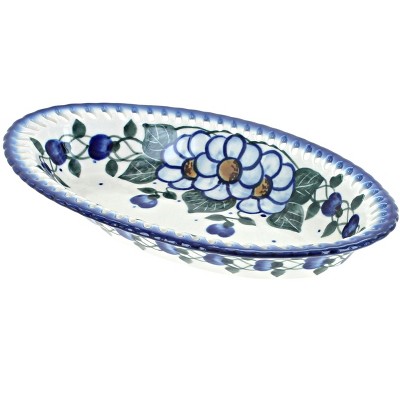 Blue Rose Polish Pottery Primrose Small Oval Dish