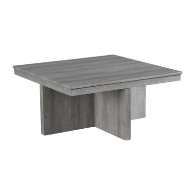 Gray Square Coffee Table with Four Storage Stools
