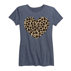 Women's - Instant Message - Leopard Heart Short Sleeve Graphic T-Shirt - 1 of 4