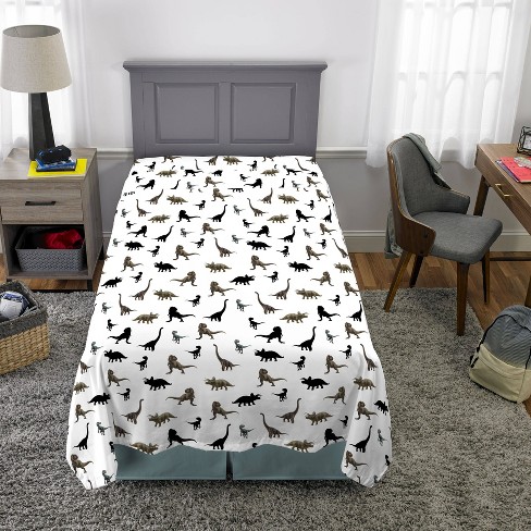 Jurassic Camp Bed Linen Set for Children - printed white, Bedding & Decor