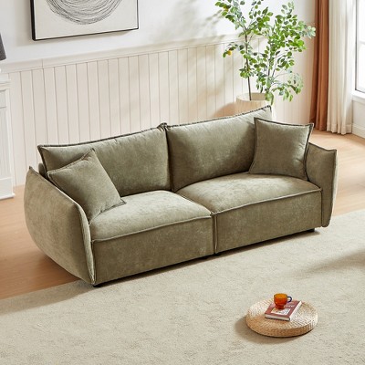 SKRAN 3-Seater Modular Sectional Sofa,Upholstered Loveseat, Deep Seat Chenille Couch with 2 Pillows for Living Room Apartment,Office