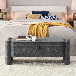 CAVINAS Storage Bench for Bedroom,Oval Chenille Fabric Storage Ottoman Bench with Large Storage Space for Living Room,Bedroom - 1 of 4