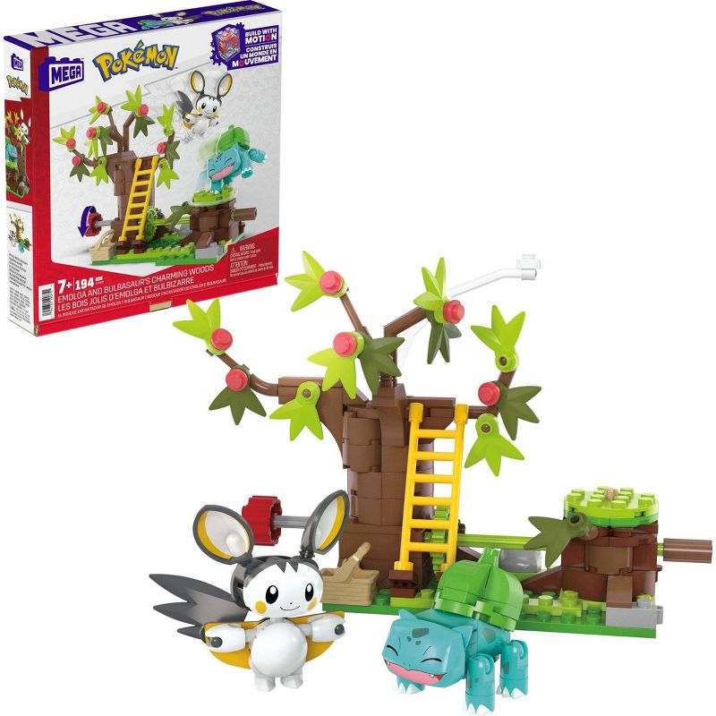 MEGA Pokemon Emolga and Bulbasaur&#39;s Charming Woods Building Toy Kit - 194pc, 1 of 7