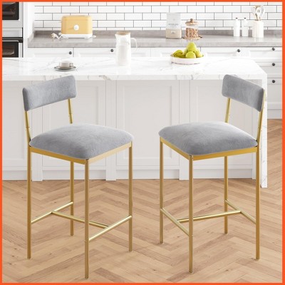 Bar Stools Set of 4, 37 Inch Barstools With Metal Legs PU Seats Chairs