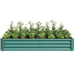 Lirago,70.87"L*35.83"W*11.81"H,Rectangle Galvanized Metal Raised Garden Bed - Large Outdoor Planter Box for Vegetables & Flowers, Green - 1 of 4