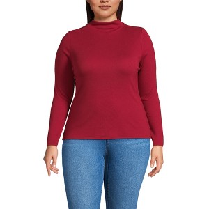 Lands' End Women's Drapey Rib Skimming Long Sleeve Mock Neck - 1 of 3