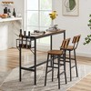 3-Piece Kitchen Table Chairs Set With Bottle Storage Rack 2 People Industrial Dining Bar Table Stools - 3 of 4