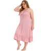 Agnes Orinda Women's Plus Size Nightgown Ruffle Hem Comfy Adjustable Strap Sleepdress - 3 of 4