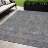 Khaki And Denim Blue Oriental Washable Indoor Outdoor Area Rug - 2 of 4