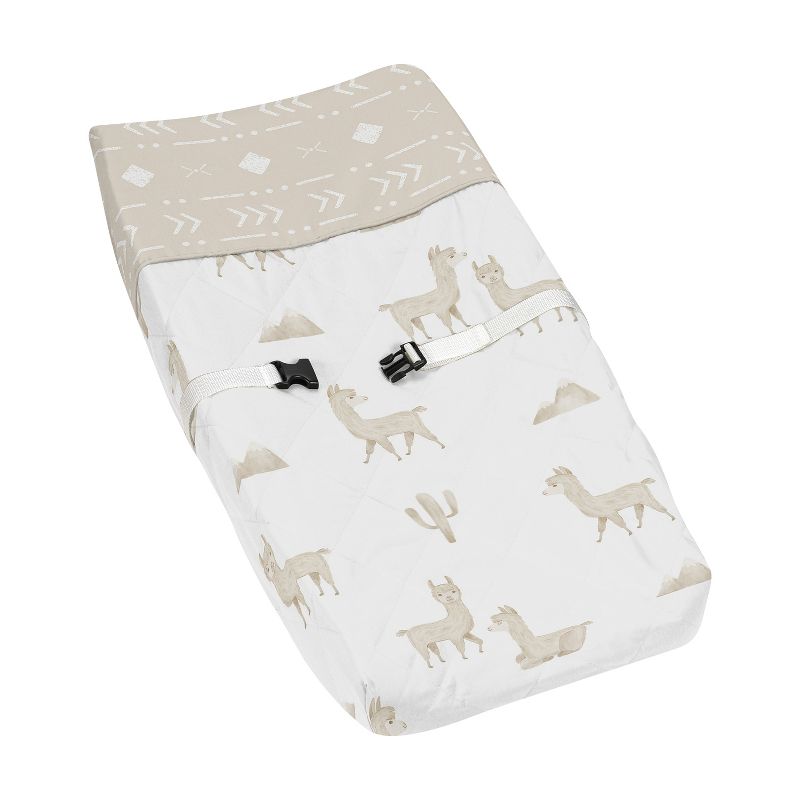 Sweet Jojo Designs Boy or Girl Gender Neutral Unisex Changing Pad Cover Boho Llama Taupe and White, 1 of 7