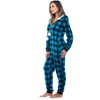 Just Love Womens One Piece Buffalo Plaid Adult Bodysuit Faux Sherling Lined Hoody Pajamas - 2 of 4