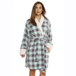 Just Love Womens Plush Printed Plaid Robe | Ladies Bathrobe - 1 of 2