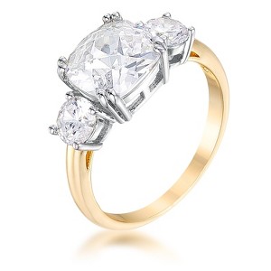 Slickblue Royal 3.65Ct Engagement Ring, Checkered Cushion Cut, 18k Gold & Rhodium, Classic Engagement Style, Sizes 5-10 - 1 of 3
