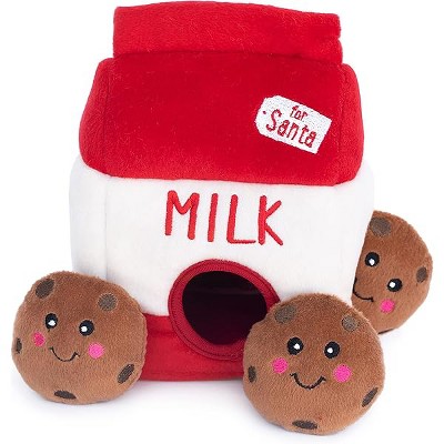 ZippyPaws Burrow- Interactive Dog & Puppy Toys for Boredom, Stimulating Pet Products to Keep Them Busy - Santa's Milk & Cookies