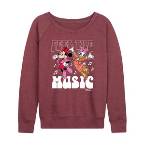 Women's - Disney - Mickey & Friends Lightweight French Terry Wide Neck Long Sleeve Shirt - 1 of 4