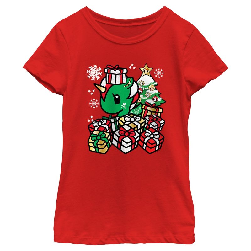 Girl's Tokidoki Christmas Presents Unicorno T-Shirt, 1 of 6