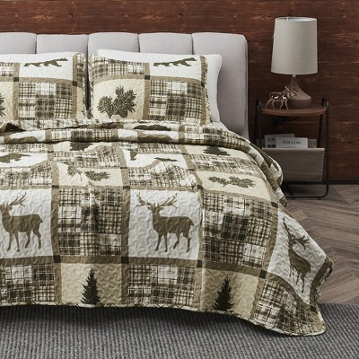 Great Bay Home Rustic Lodge All-Season Reversible Quilt Set With Shams