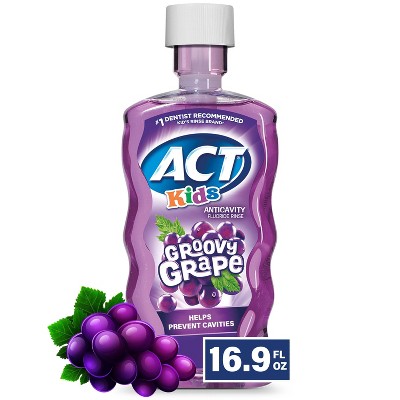 ACT Kids Anti-Cavity Fluoride Rinse Groovy Grape Children's Mouthwash with Fluoride & Exact Dosage Meter - 16.9 fl oz