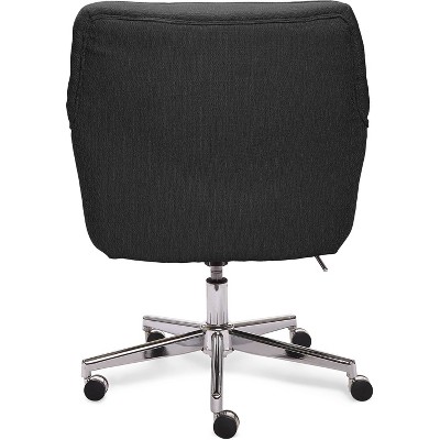 Graphite Gray Leather Swivel Executive Office Chair with Fixed Arms