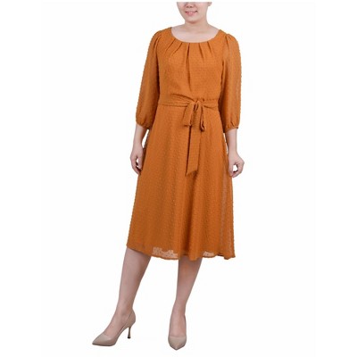 NY Collection Womens Clip Dot Fit & Flare Dress